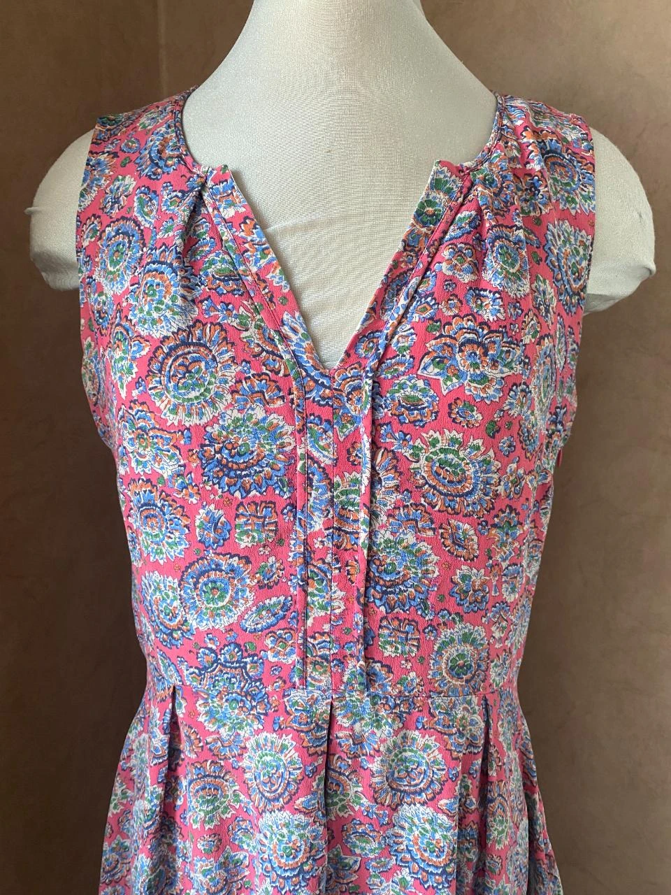 Prachtige Caroll jurk maat 42 van zijde – Roze met bohemien-chique bloemenprint – photo 2